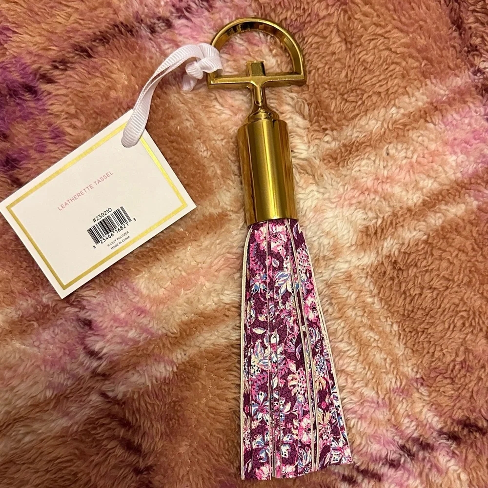 Lilly Pulitzer Pink Floral Tassel Keychain Bottle Opener